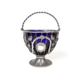 A Victorian silver swing handled sugar basket