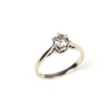 18 ct white gold diamond solitaire ring.