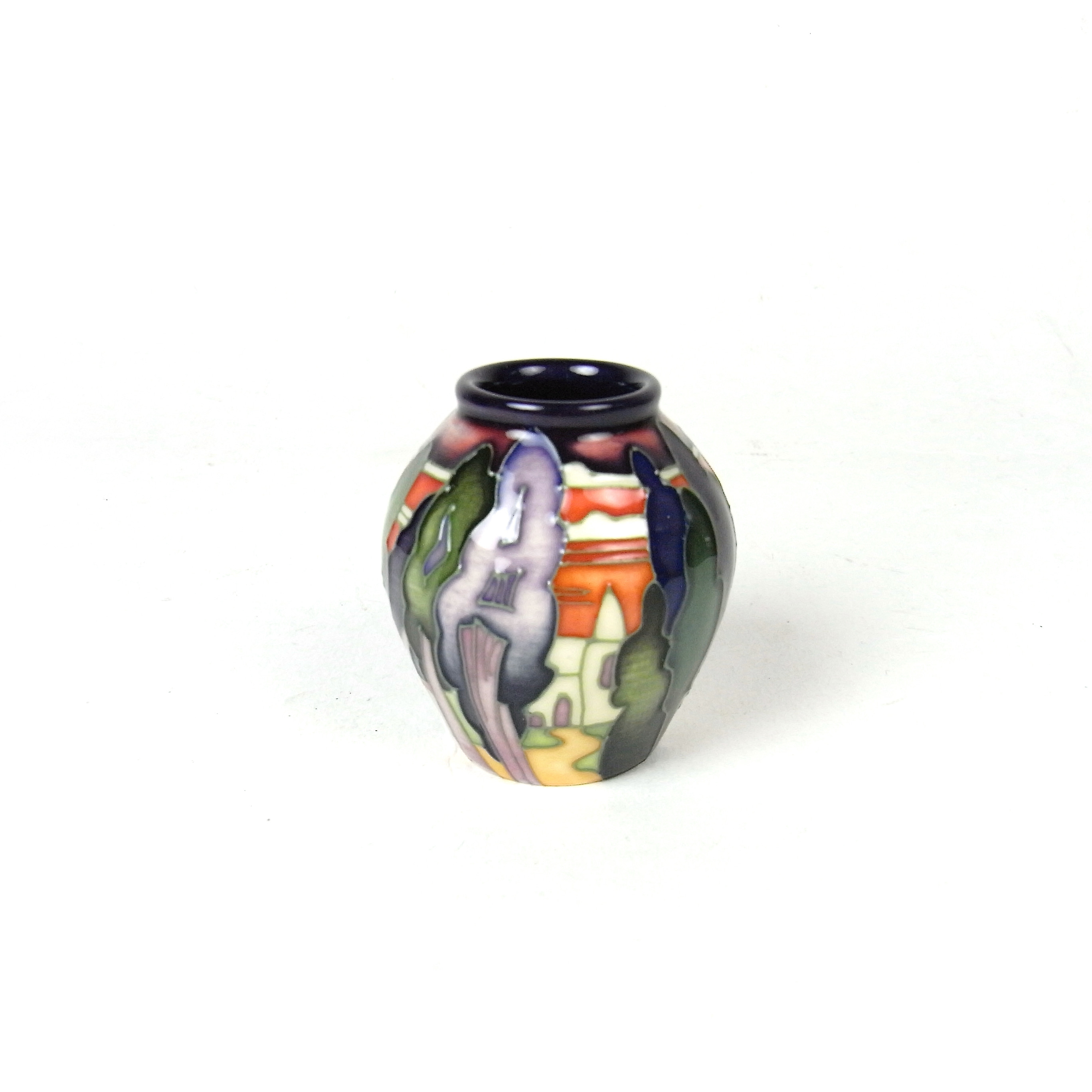 A modern Moorcroft miniature Lodge Hill pattern vase, circa 2007