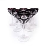 Set of six Victorian wine glasses