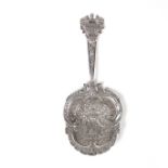 An unusual Edwardian silver sifter spoon