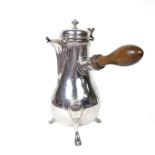 A French silver side handled coffee pot, 18th century