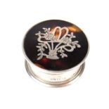 An Edwardian silver and tortoiseshell pill box, early 20th century