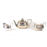 A George III silver three piece tea set, early 18th century