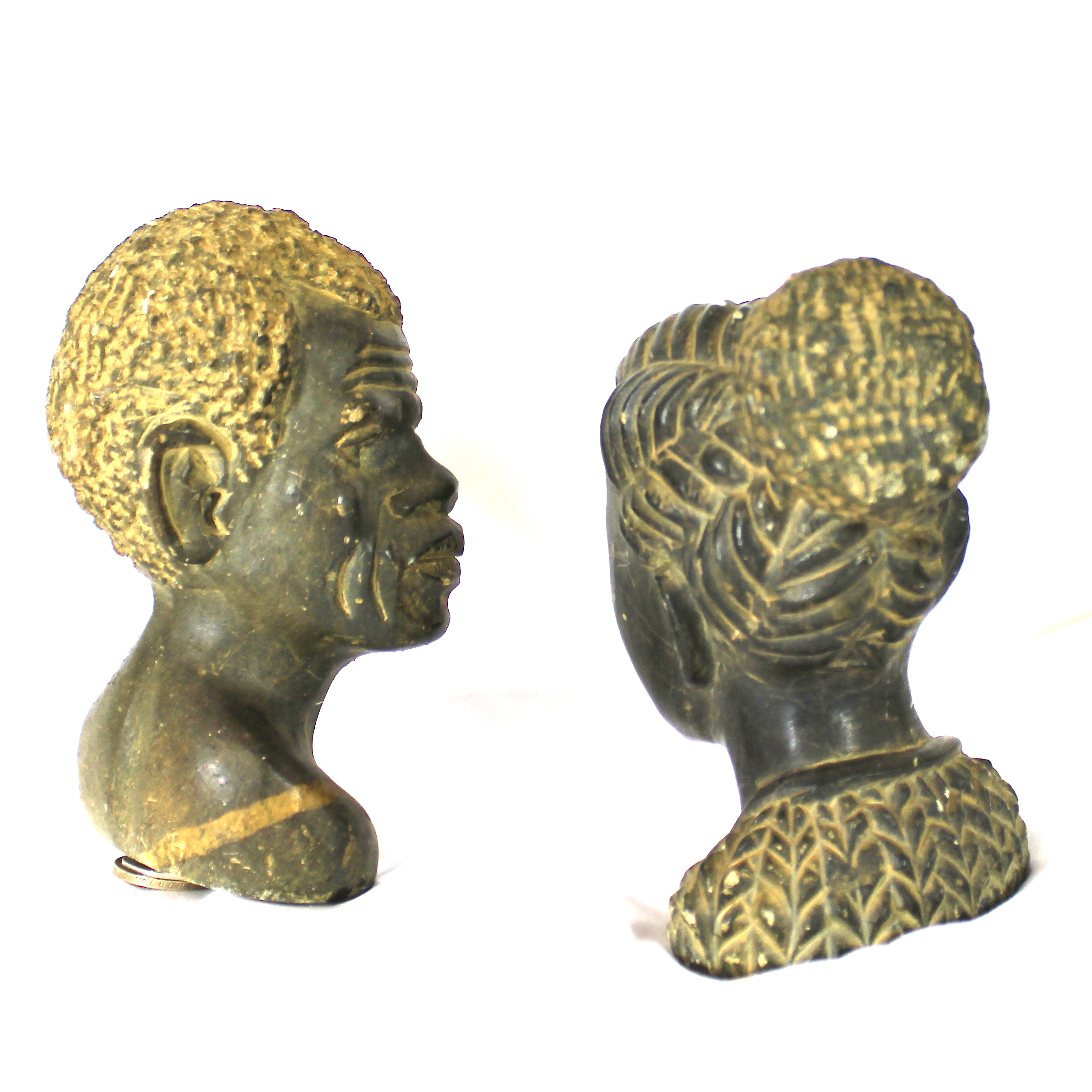 Two African Heads of a Man and a Woman. - Image 2 of 2
