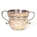 A George I Britannia silver twin handled porringer, early 18th century