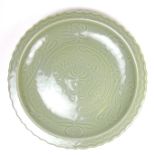 A large Chinese celadon charger