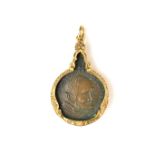 Siamese Buddhist gold mounted amulet pendant.