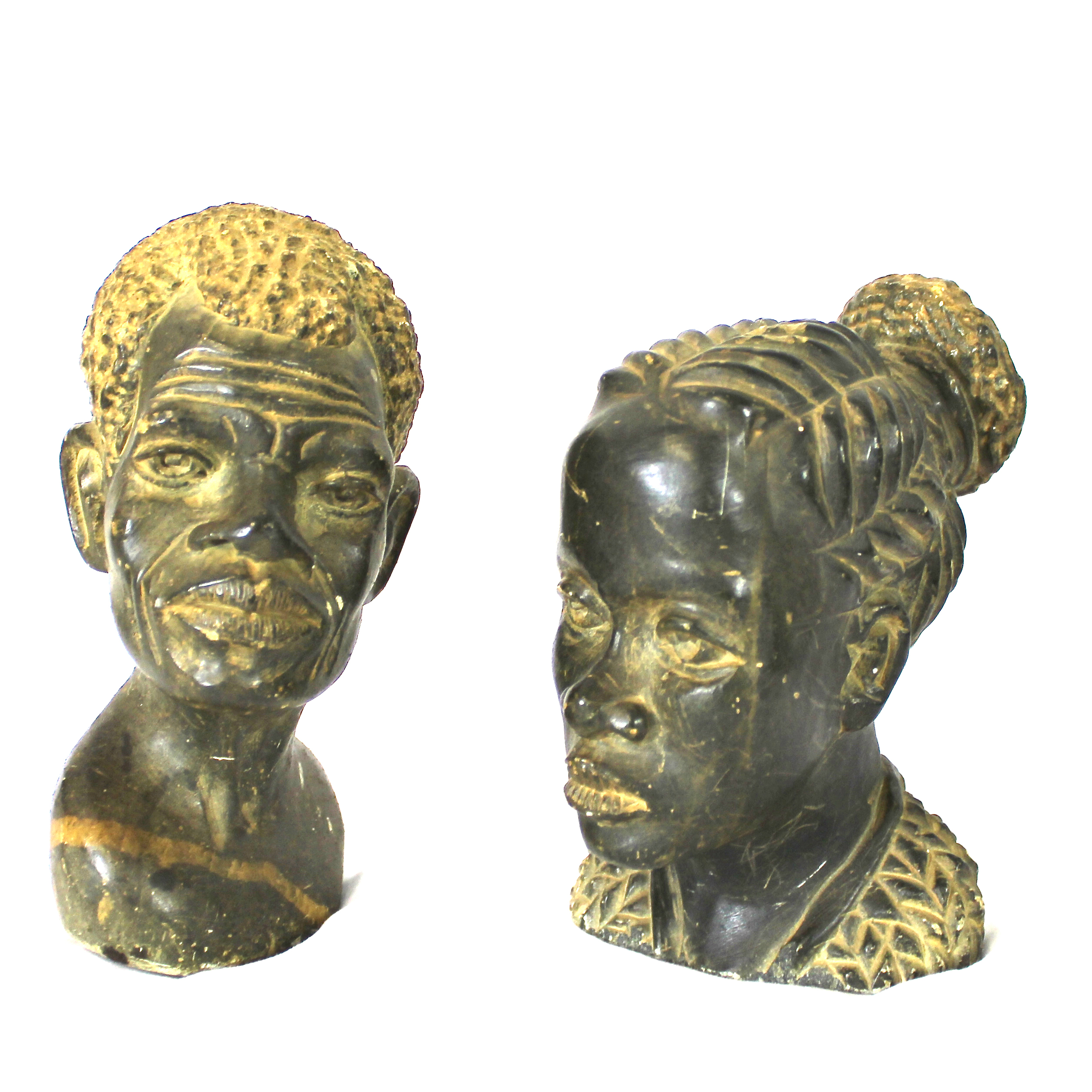 Two African Heads of a Man and a Woman.