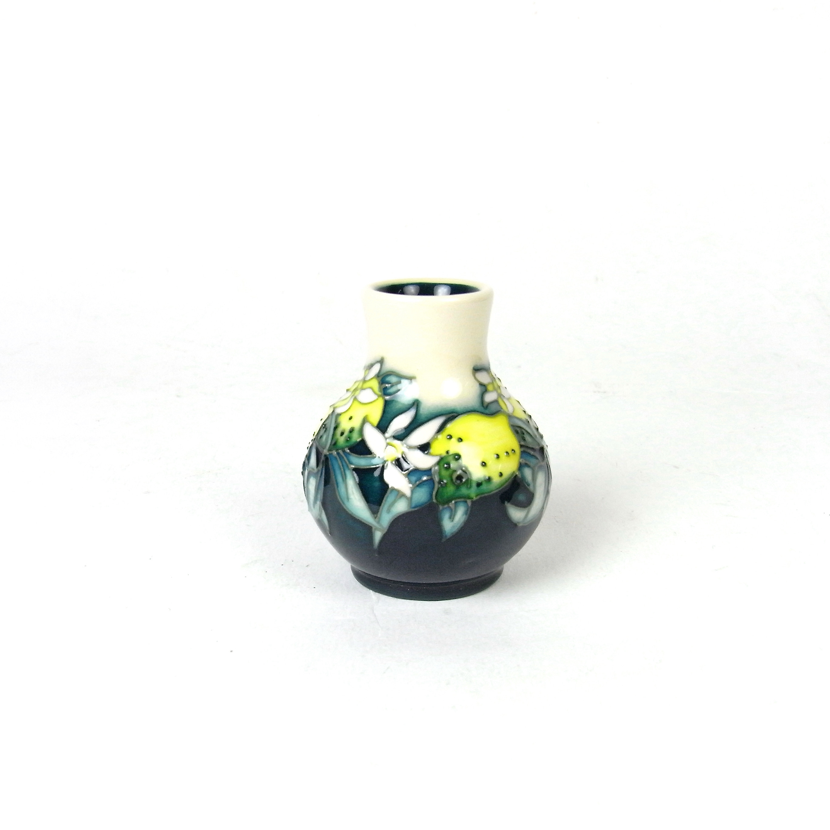 A modern Moorcroft miniature Lemon pattern vase, circa 2008