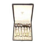 A set of six Norwegian enamelled silver coffee spoons