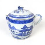 A large Chinese blue and white porcelain kettle and cover