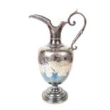 A large Victorian silver wine ewer