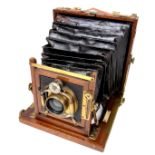 An Goerz folding plate portable camera with a Bausch & Lomb lens