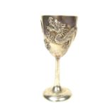 A Chinese silver miniature goblet, late Qing dynasty