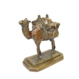 A large Victorian novelty bronze camel desktop inkwell