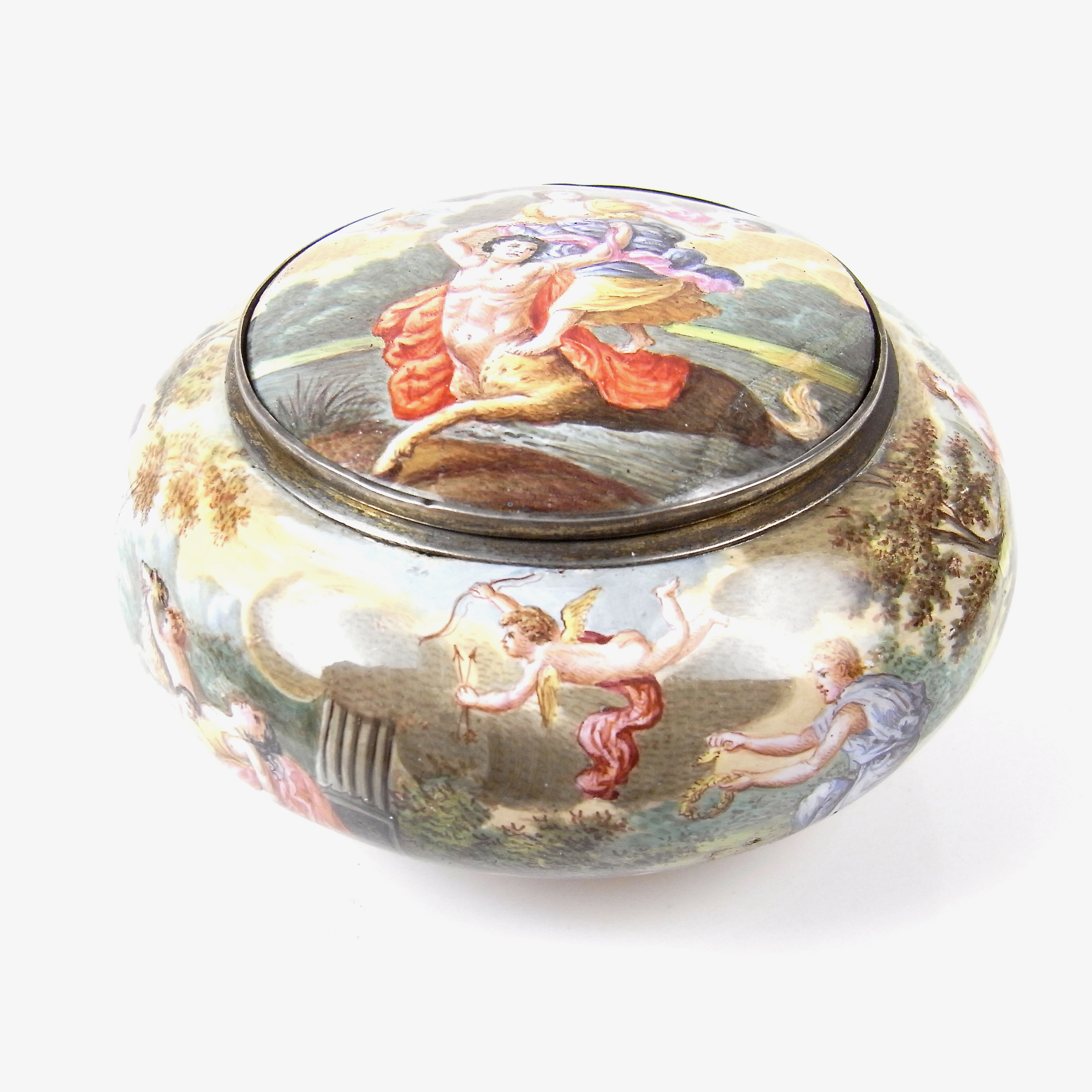 A Viennese enamelled and gilt silver mounted snuff box, 19th century - Image 2 of 2