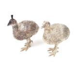 A Modern English solid sterling silver pair of partridges