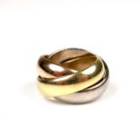 18 ct tricolour gold Russian wedding ring.