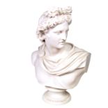 A Parian ware bust of Apollo by Brown Westhead & Moore after C Delpech
