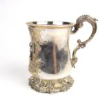 A mid Victorian parcel gilt silver christening mug