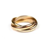 18 ct tricolour gold Russian wedding ring.