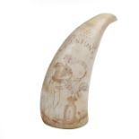 Maritime: A finely carved American scrimshaw whale's tooth, circa 1812