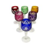 A set of six Bohemian glass wine glasses