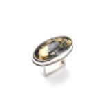 Silver rutilated quartz cocktail ring by Tony Thomson.