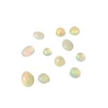 Eleven loose circular and oval cut opals.