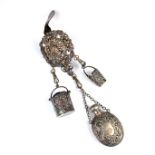 A Victorian silver and plated chatelaine