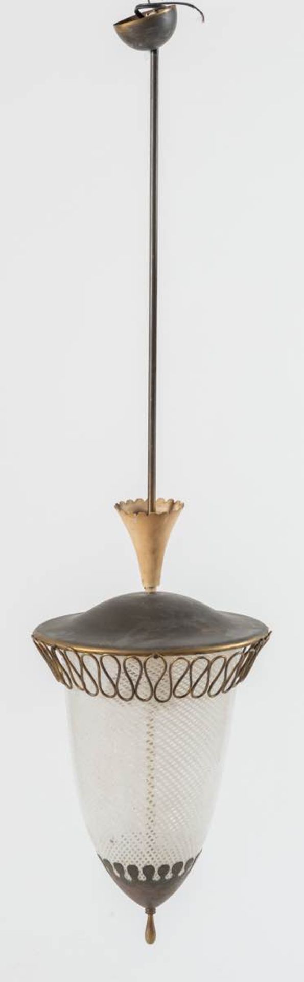 Lampada a sospensione in vetro Reticello e ottone, Anni ‘40. - Image 2 of 2