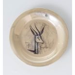 Piatto in argento Sterling raffigurante “Gazelle” su disegno di Bernard Buffet (1928 - 1999).