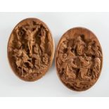 Coppia di bassorilievi in gesso patinato a terracotta, “Ultima cena” e “Crocifissione”, XIX