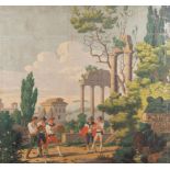 Papier peint di manifattura francese della prima metà del XIX secolo, "Paesaggio con rovine e