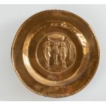 Elemosiniere in ottone sbalzato recante al centro “Il peccato originale”, Area Veneta, XVII