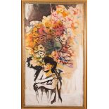Pittore del XX secolo, “Figura femminile con fiori”.