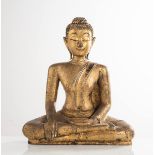 Statua in legno raffigurante “Buddha seduto”, Thailandia - XVIII secolo.