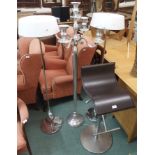 A pair of standard laps, floor candelabrum and a bar stool (4) Condition Report: Available upon