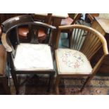 Two Edwardian mahogany corner chairs (2) Condition Report: Available upon request