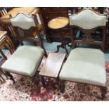 *A pair of Victorian parlour chairs, mahogany wine table and a small footstool (4) Condition Report: