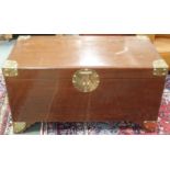 A brass bound hardwood blanket chest by George Zee & Co, 54cm high x 102cm wide x 54cm deep