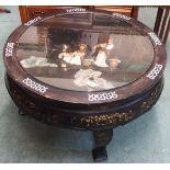 A Chinese circular black lacquer table, 80cm diameter Condition Report: Available upon request