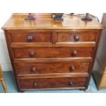 A Victorian mahogany two over three chest of drawers, 105cm wide x 110cm wide x 53cm deep