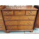 A Georgian mahogany three over three chest of drawers, 100cm high x 112cm wide x 52cm deep Condition