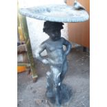 A cherub lead bird bath, 63cm high Condition Report: Available upon request