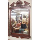 A reproduction mahogany overmantle mirror, 165cm high x 95cm wide Condition Report: Available upon