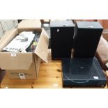 A Fisher MT 225 stereo system with four boxes of records Condition Report: Available upon request