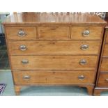 A Georgian mahogany three over three chest of drawers, 106cm high x 114cm wide x 53cm deep Condition