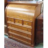 A reproduction cylinder bureau, 106cm high x 86cm wide x 49cm deep (def) Condition Report: locked (